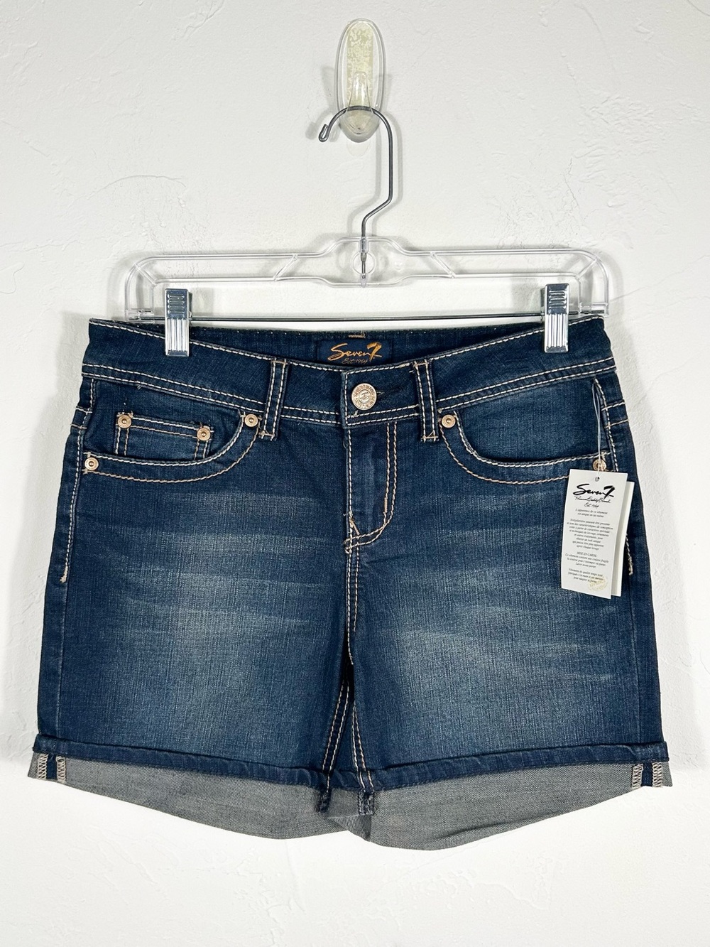 Seven7 Buckley Dark Wash Cuffed Denim Jean Shorts NWT Size 4